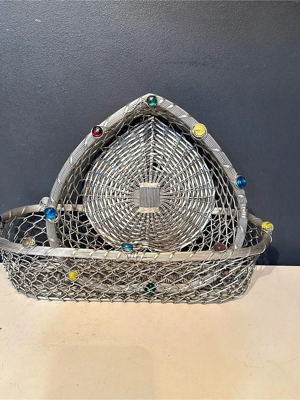 Dary Rees Original Wire Basket Set in Silver & Blue